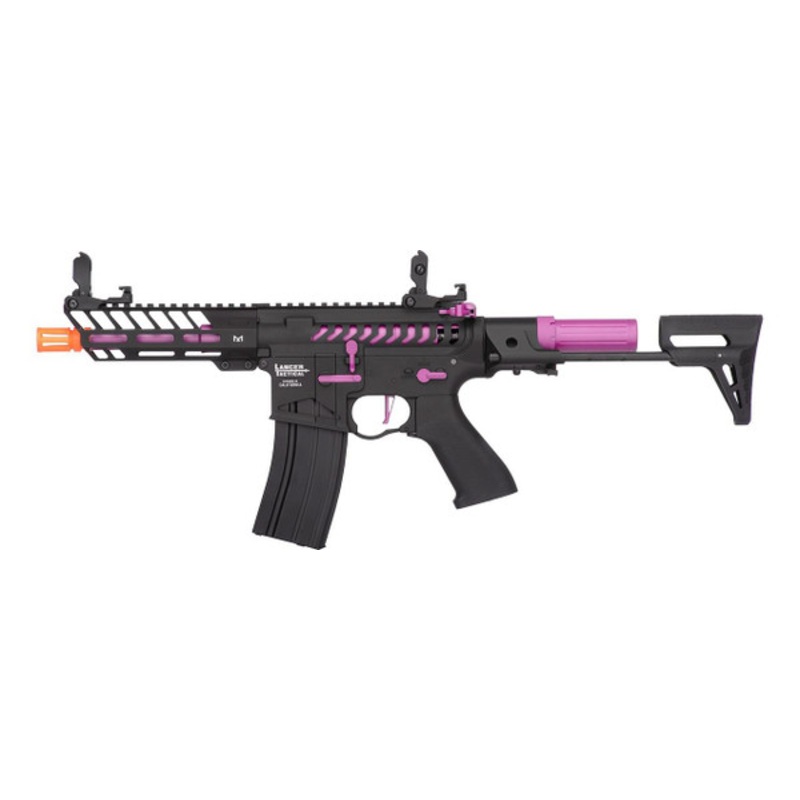 Lancer Tactical ProLine Series NEEDLETAIL PDW High FPS AEG Airsoft Rifle, Black / Purple