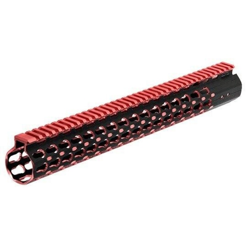UTG PRO Keymod AR15 15 Super Slim Rail, Black & Red 2-Tone