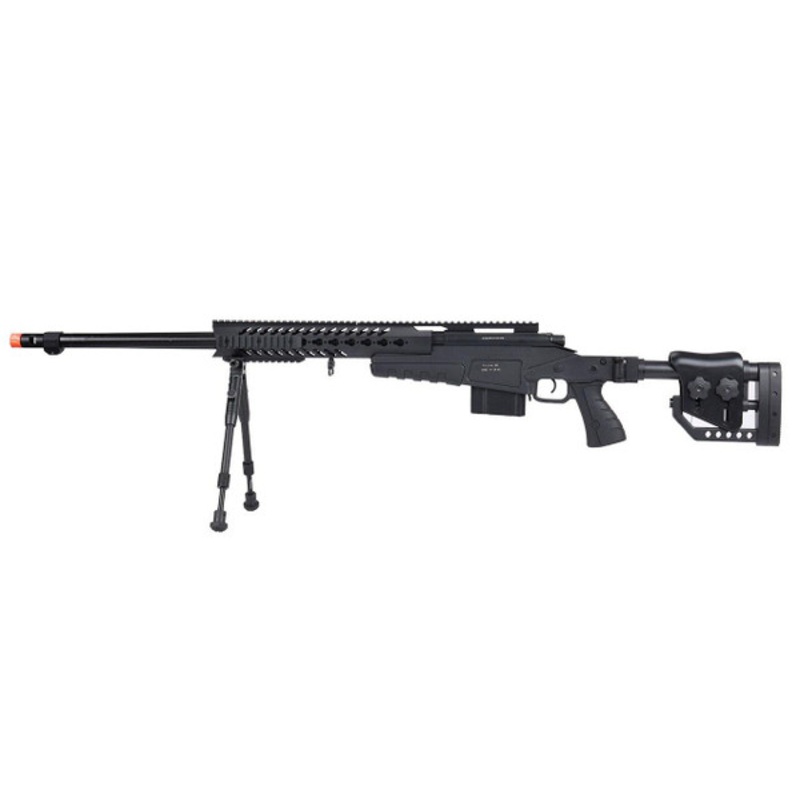WellFire MB4418-2 Bolt Action Airsoft Sniper Rifle w/ Bipod, Black