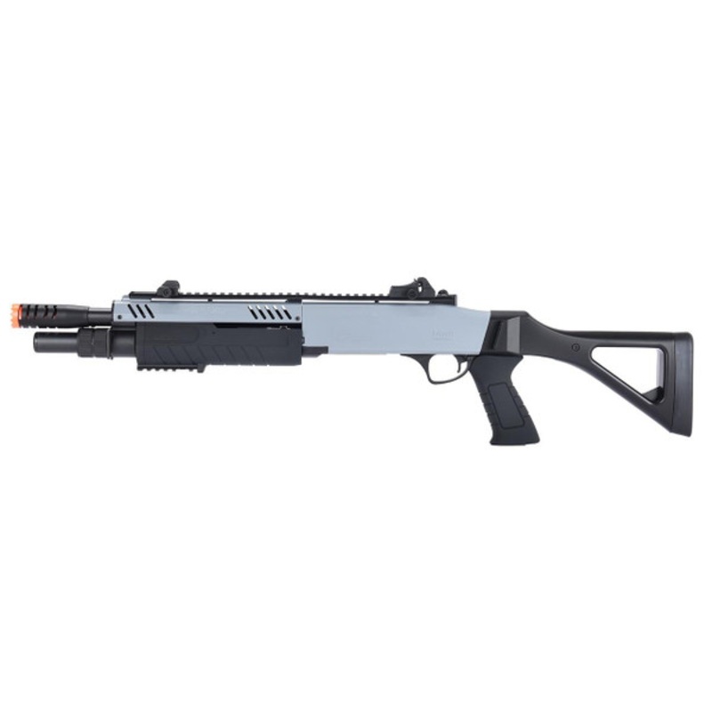 BO Manufacture FABARM STF12 11 Barrel Pump Action Shotgun w/ Stock, Grey / Black