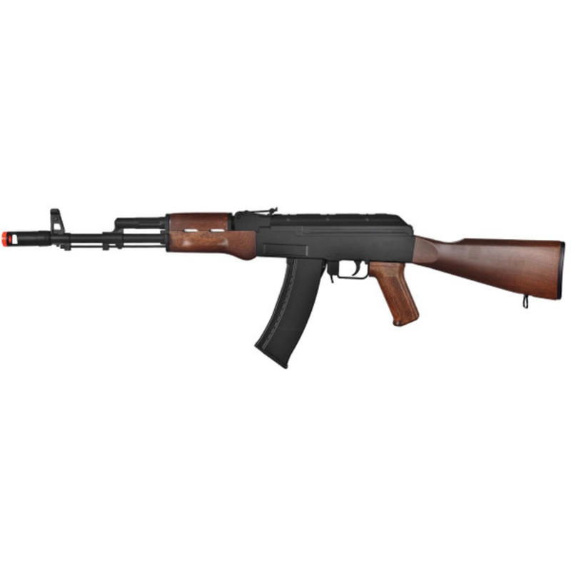 WellFire AK47 AEG Airsoft Rifle, Black/Wood