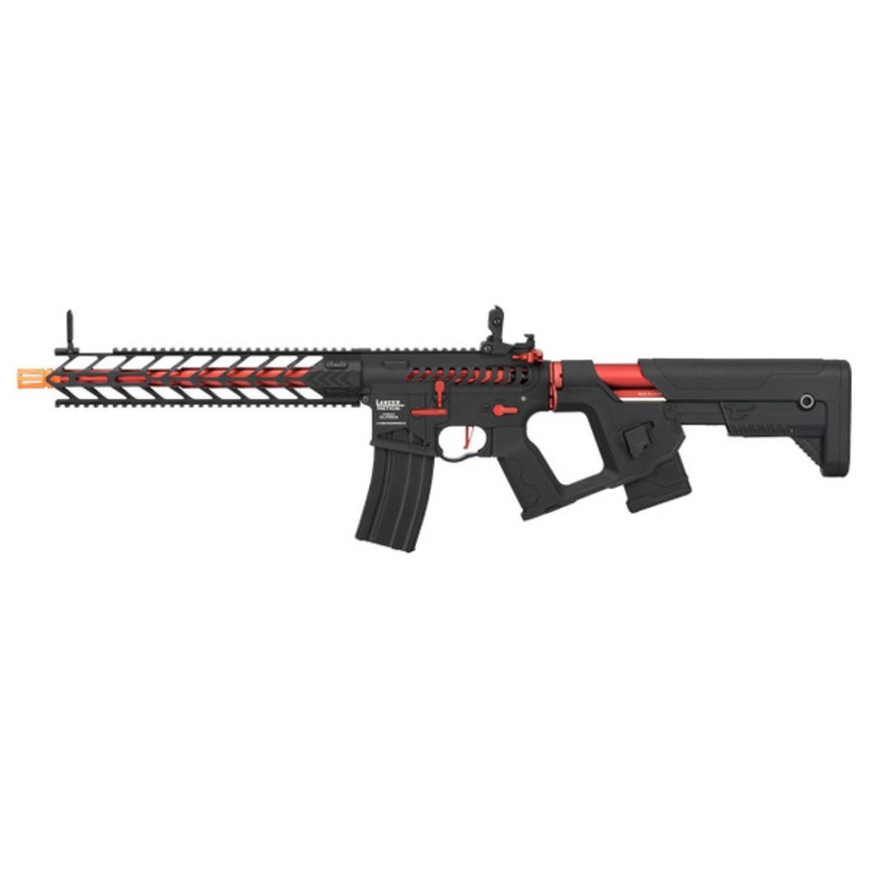 Lancer Tactical Enforcer Series NIGHT WING Skeleton ProLine High FPS AEG Airsoft Rifle, Black/Red