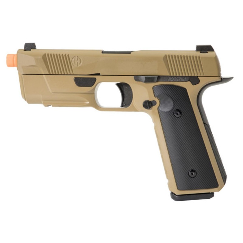 EMG Hudson Licensed H9 Gas Blowback Airsoft Parallel Training Weapon, Dark Earth