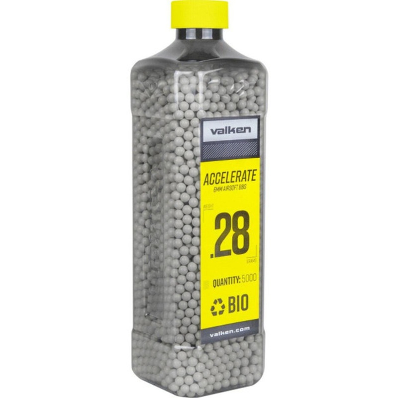 Valken Accelerate 0.28g BBs, 5000 CT., White, Bio
