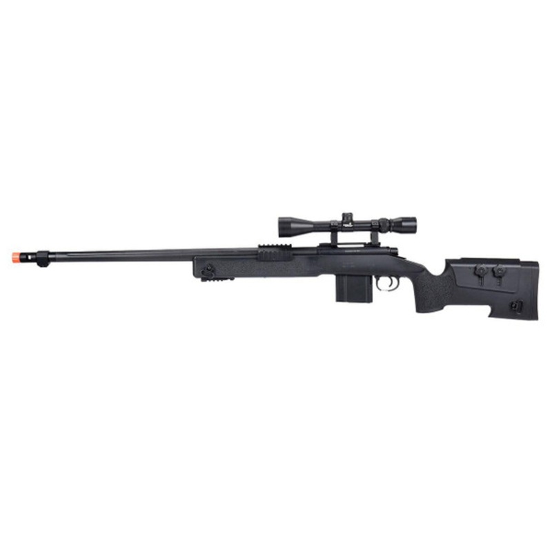 WellFire MB4416 M40A3 Bolt Action Airsoft Sniper Rifle w/ Scope, Black