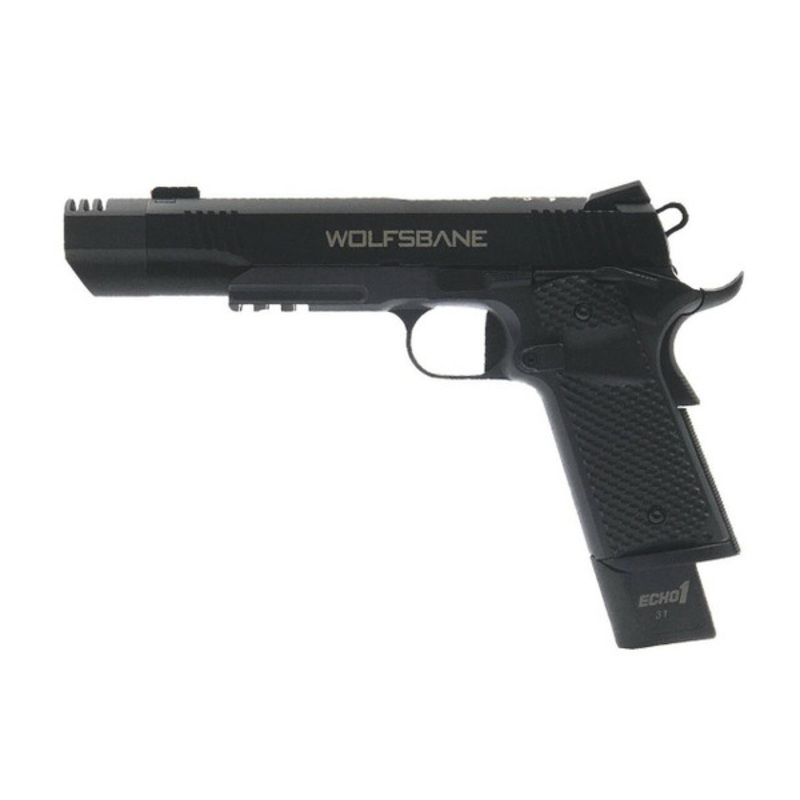 Echo1 Wolfsbane M1911 Blowback Gas Airsoft Pistol, Black