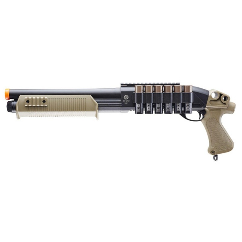 Tactical Force Tri-Shot Airsoft Shotgun, Black / Tan