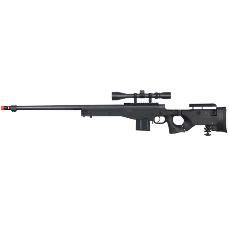 Well MK96 Bolt Action Airsoft Rifle with Barrel & Duplex Scope, Black