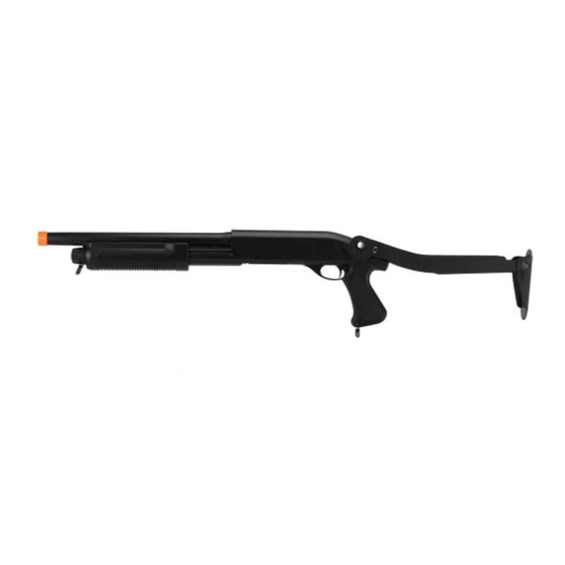 Lancer Tactical Tri-Burst Short Barrel Airsoft Shotgun w/ Folding Stock, Black