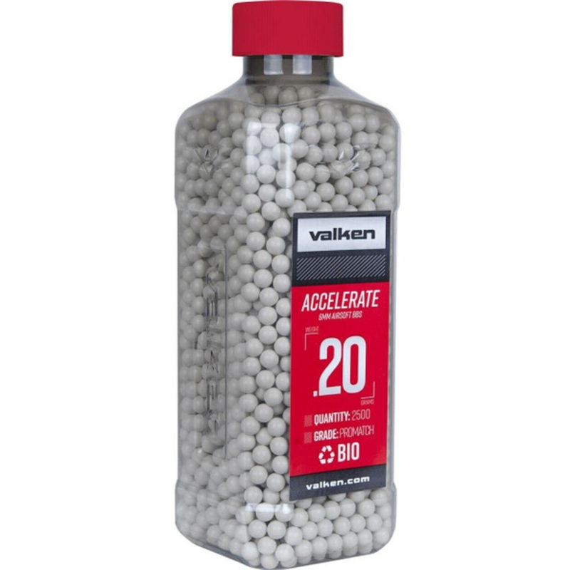 Valken Accelerate 0.20g BBs, 2500 CT., White, Bio