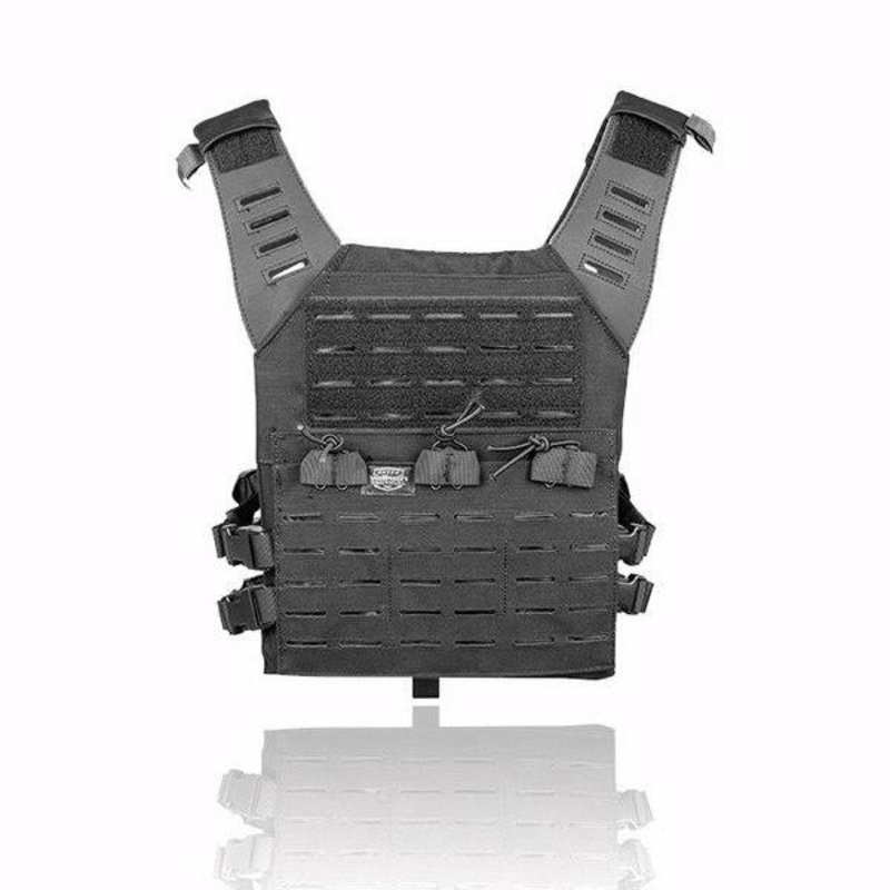 Valken Laser Cut MOLLE Plate Carrier w/ Integrated Mag Pouches, Black