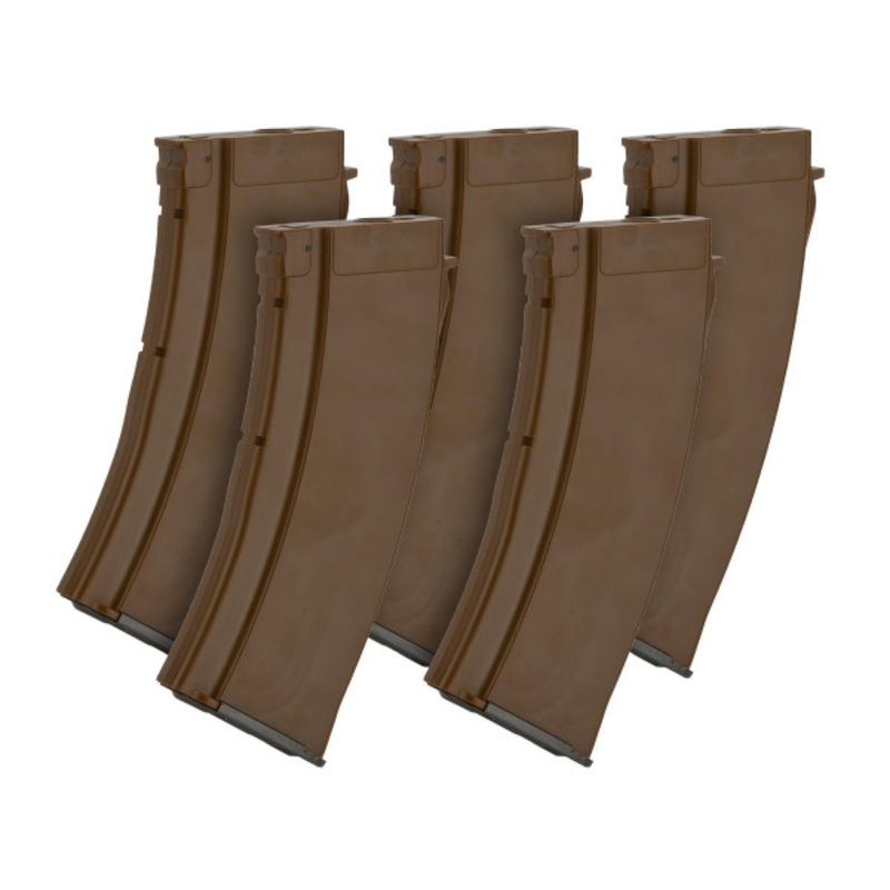 MAG 100 Round Mid-cap Magazine For AK Airsoft AEG Rifle, 5 Pack, Imitation Bakelite