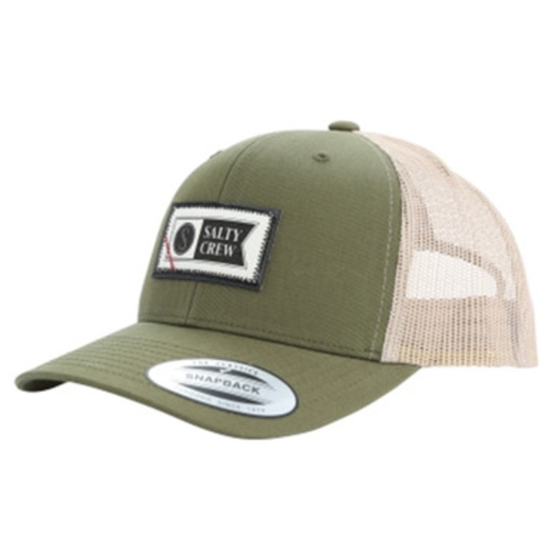 Salty Crew TopStitch Retro Trucker Hat – Moss/Khaki