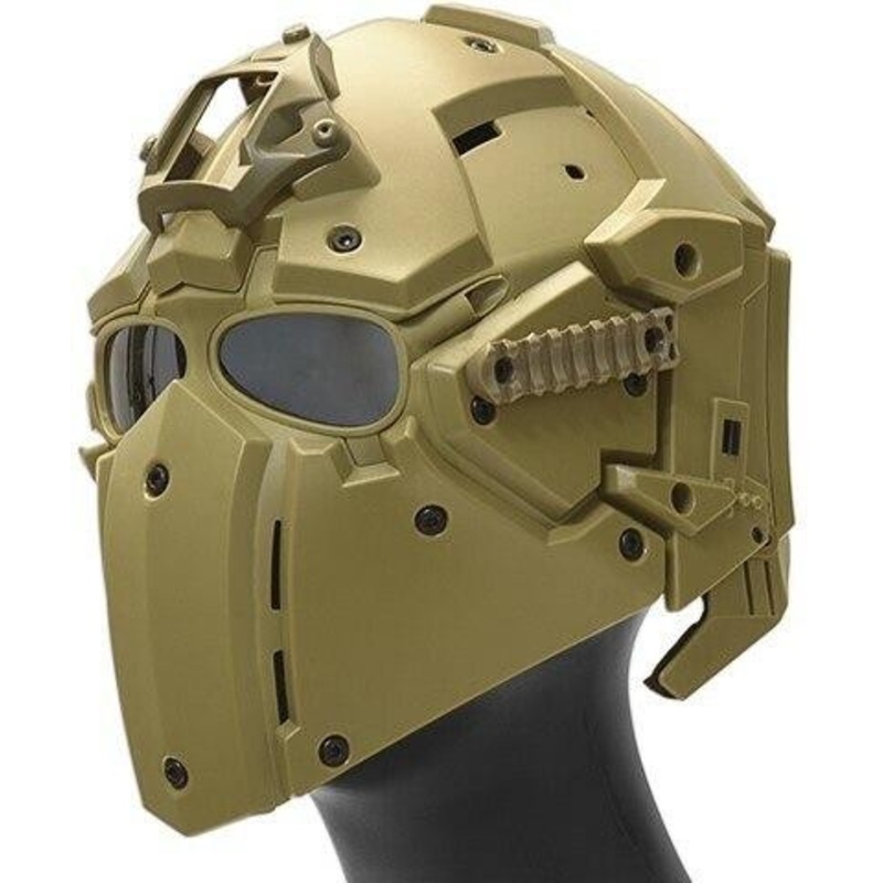 WoSport Tactical Helmet w/ NVG Shroud & Transfer Base, Tan