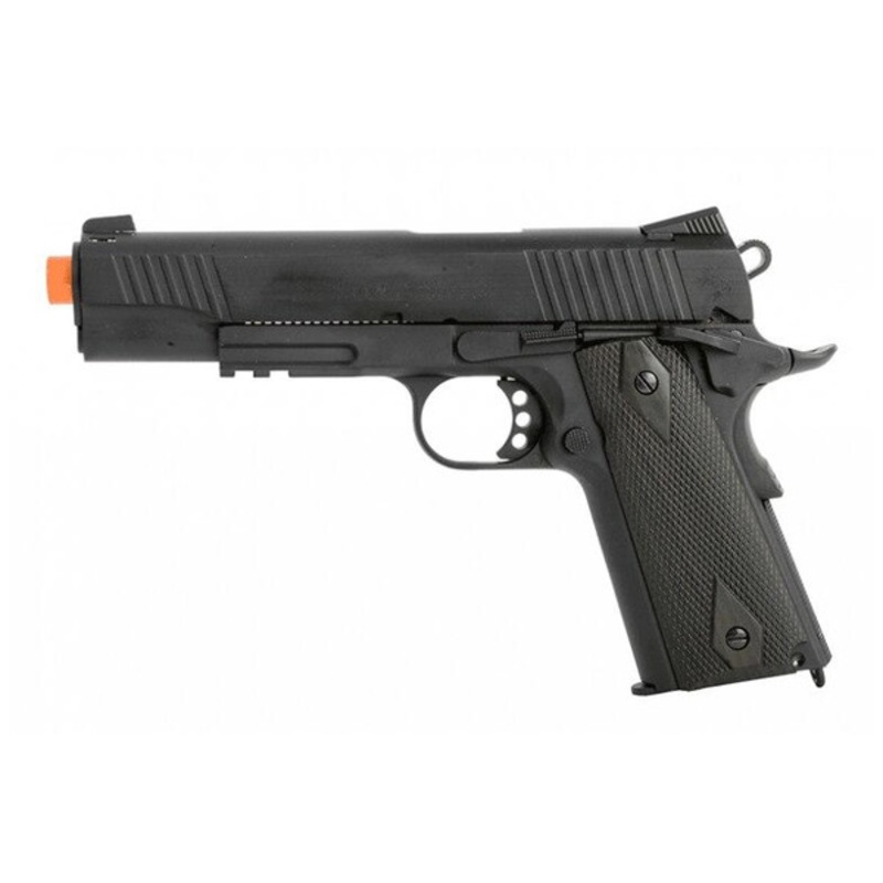 Colt 1911 .45 ACP CO2 Rail Gun Blowback Airsoft Pistol, Tactical Black