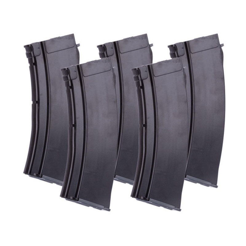 MAG 100 Round Mid-cap Magazine For AK Airsoft AEG Rifle, 5 Pack, Plum