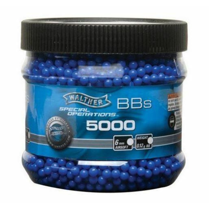 Walther 0.12g 6mm Airsoft BBs, Blue, 5000ct Bottle