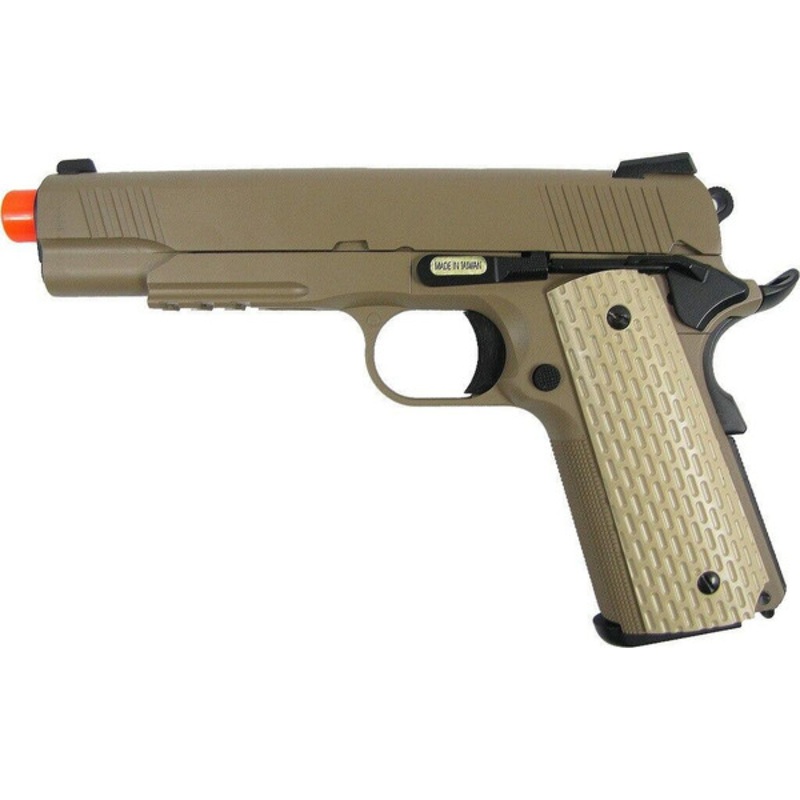 WE 1911 Full Metal Semi Auto Gas Blowback Pistol – Desert Tan Edition