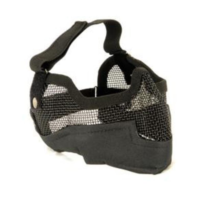 3G Steel Mesh Half Face Mask, Deluxe Version w/ Ear Protection, Black