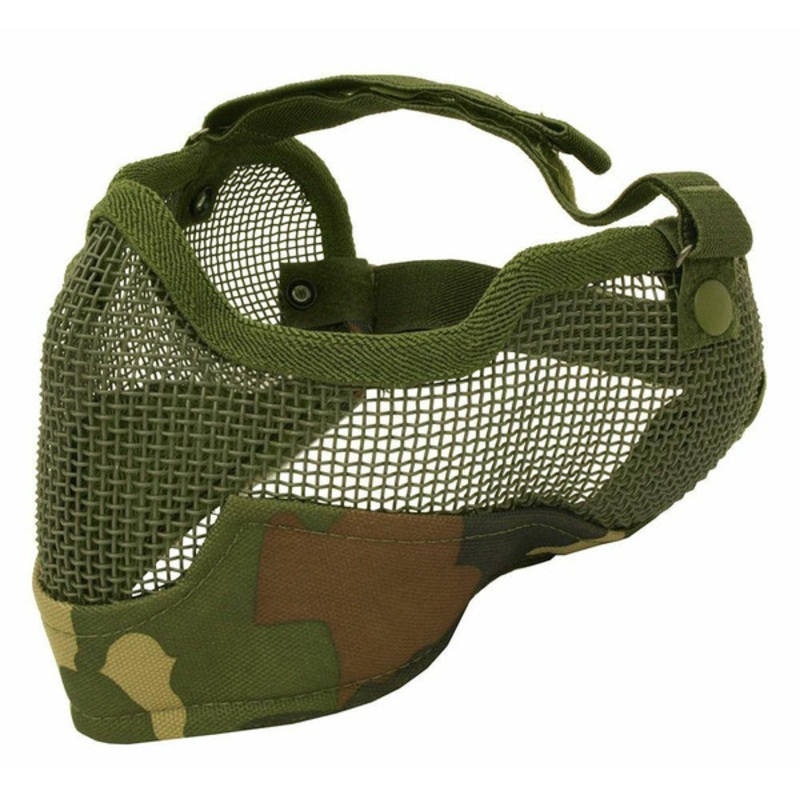 3G Steel Mesh Half Face Mask, Deluxe Version w/ Ear Protection, Camo