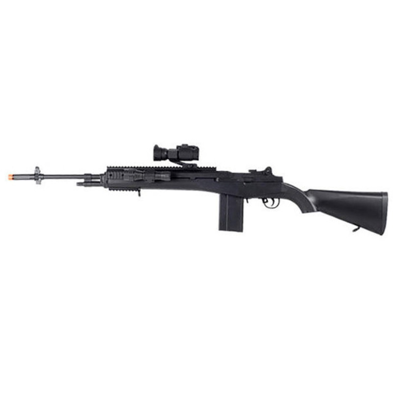 AGM M14 Airsoft Sniper Rifle with RIS, Flashlight, and Red Dot Sight, 400 FPS