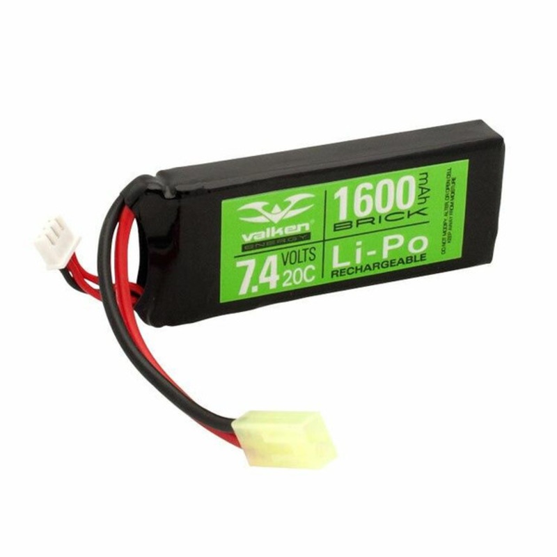 Valken Energy 7.4V 1600 mAh LiPO 20C Battery, Mini Brick