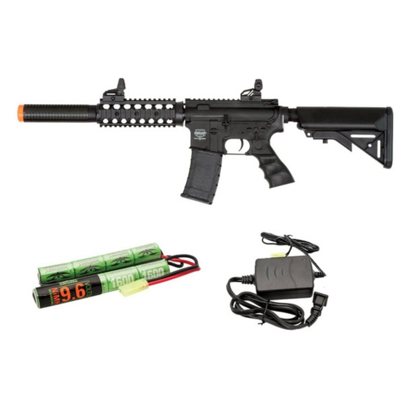 Valken Tactical Battle Machine M4 SD AEG V2.0 Airsoft Rifle, Black w/ Battery & Charger