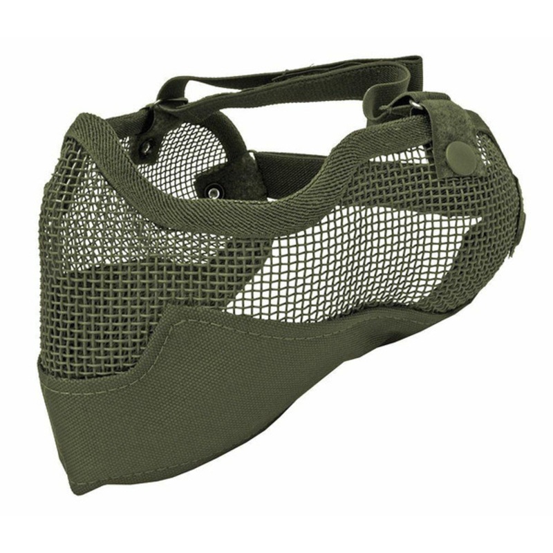 3G Steel Mesh Half Face Mask, Deluxe Version w/ Ear Protection, OD Green