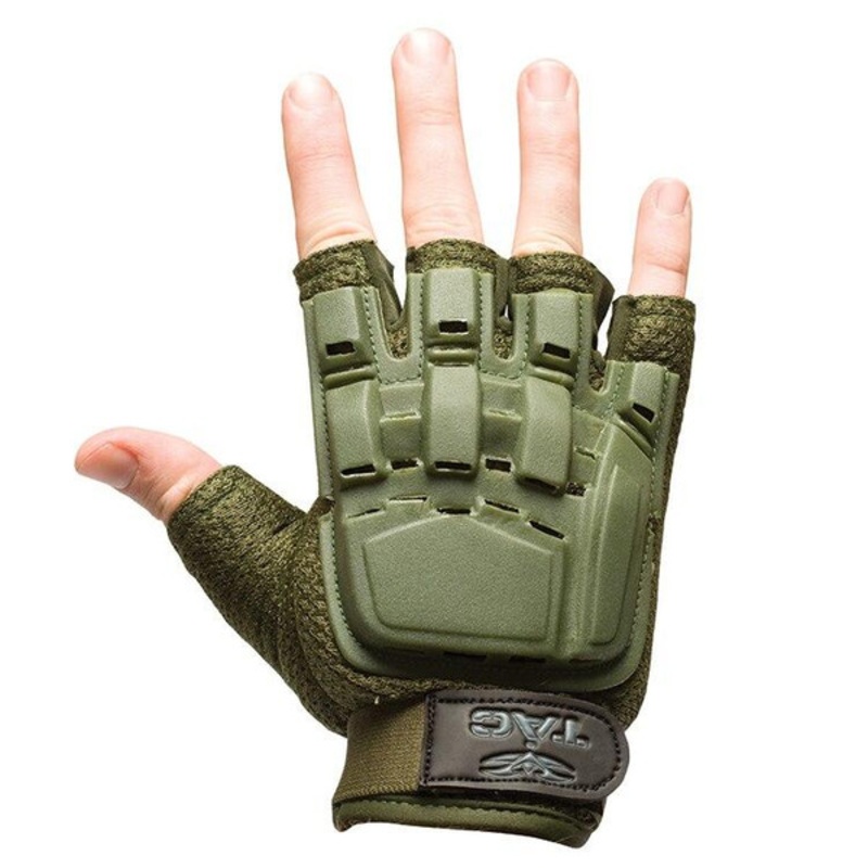 V-Tac Half Finger Armored Gloves, OD Green