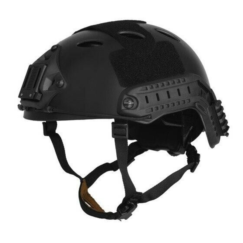 Lancer Tactical SpecOps Military Style Helmet, PJ Type with Rails and Velcro, Black