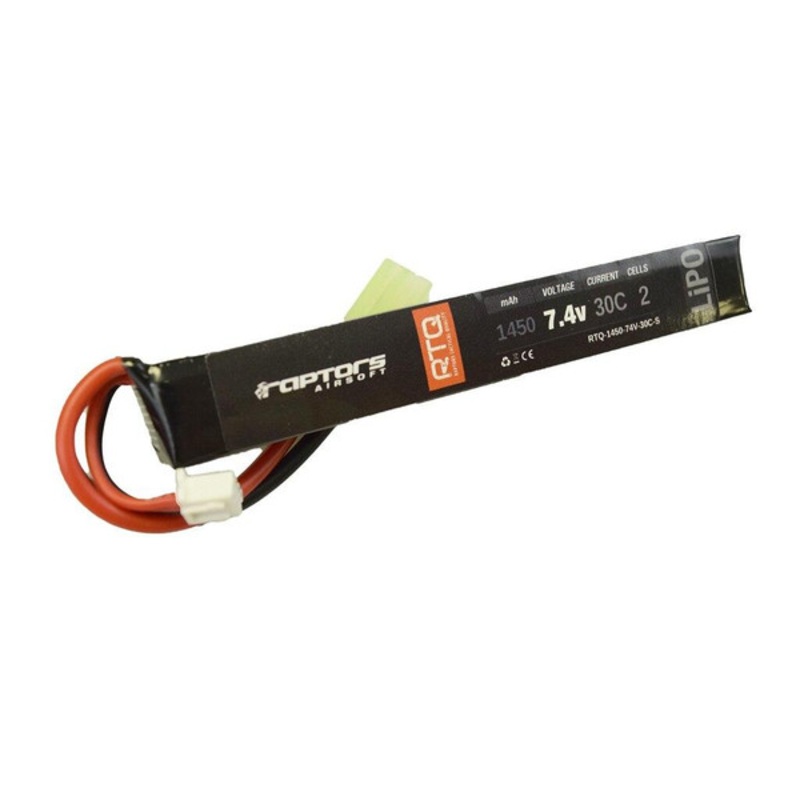 Raptors Airsoft RTQ 7.4v 1450 mAh 30C Stick LiPO Battery