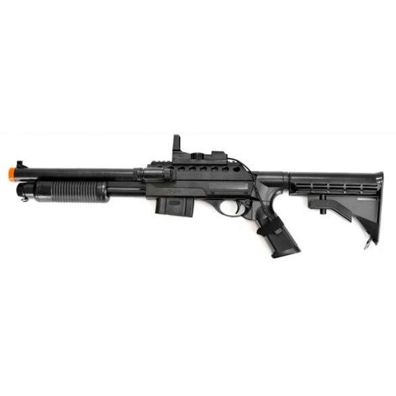 Airsoft Spring Shotgun with Red Laser Sight and Flashlight