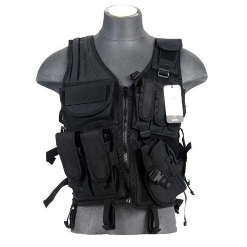 Lancer Tactical Cross Draw Tactical Vest, Black
