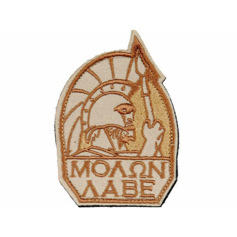 Lancer Tactical Molon Labe Velcro Patch, Tan