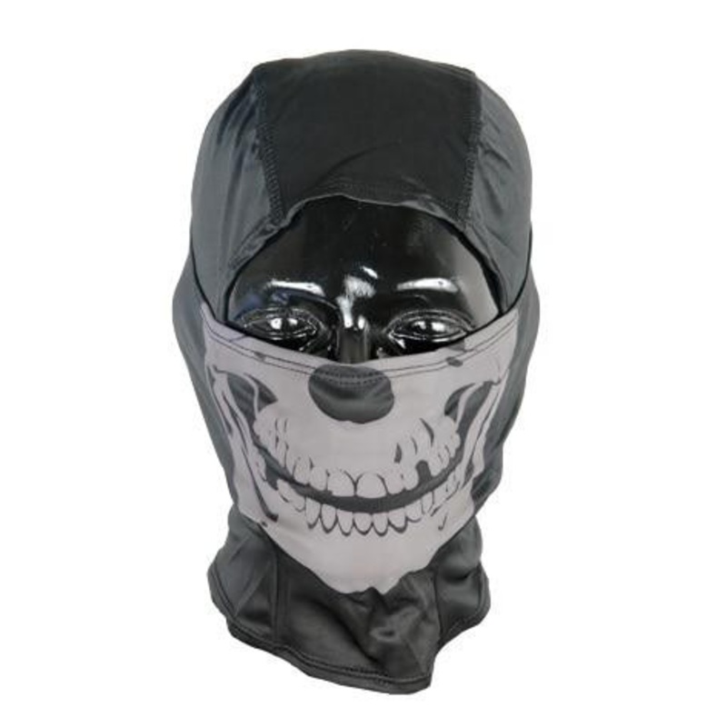 Lancer Tactical Ghost Balaclava, Black w/ Glow in the Dark Skull Design