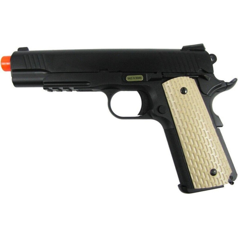 WE 1911 Full Metal Semi Auto Gas Blowback Pistol with Tan Grips