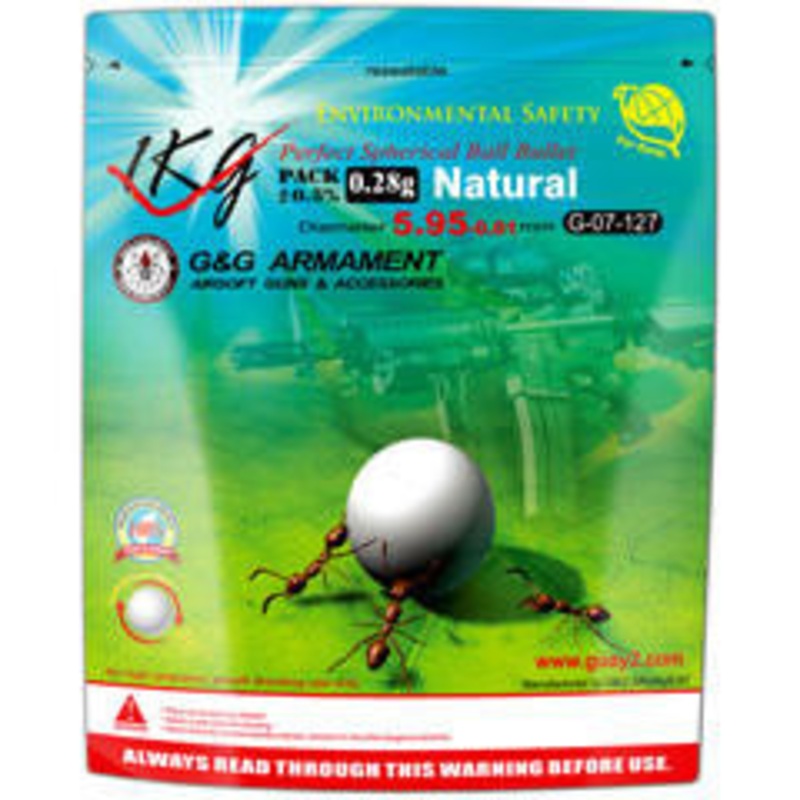 G&G Biodegradable Airsoft BBs, 0.28g, 1KG Bag, 4000 Rounds, White