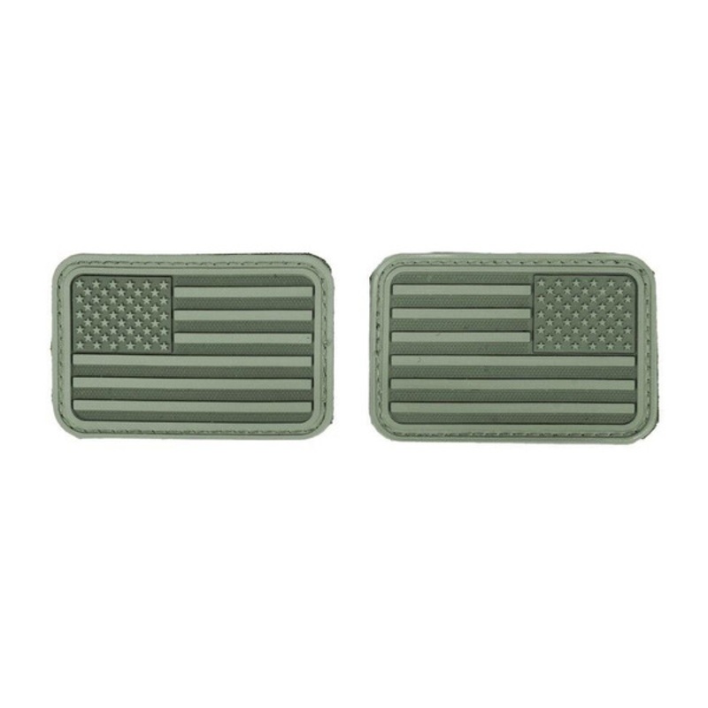 Lancer Tactical USA Flag Forward and Reverse Velcro Patches, OD Green, Set of 2