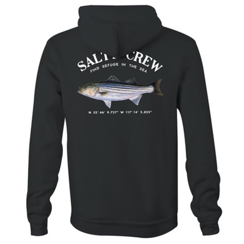 Salty Crew Striper Fleece Hoodie – Black – L