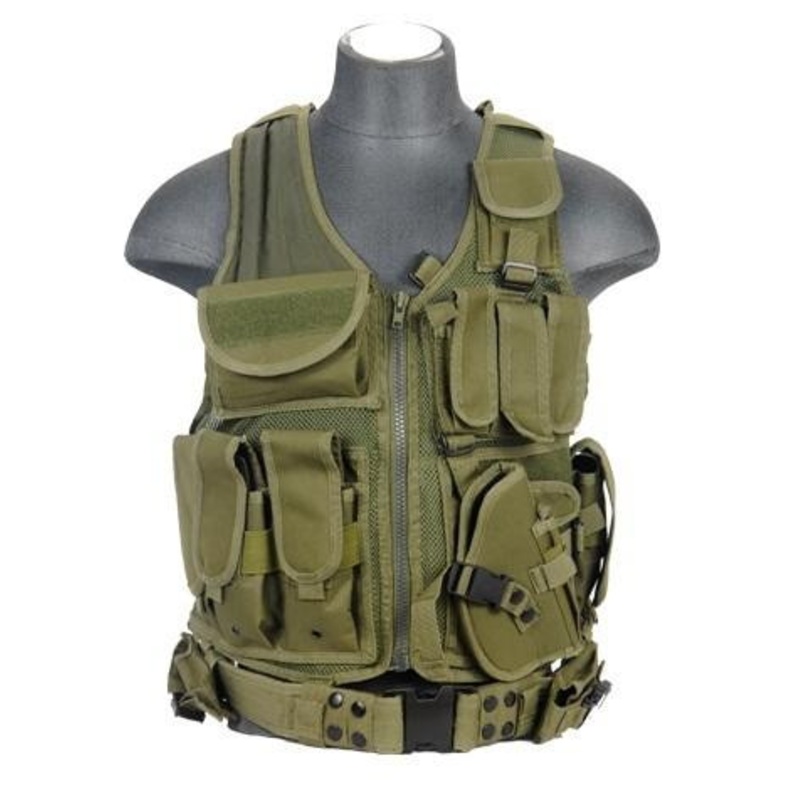 Lancer Tactical Cross Draw Tactical Vest, OD Green