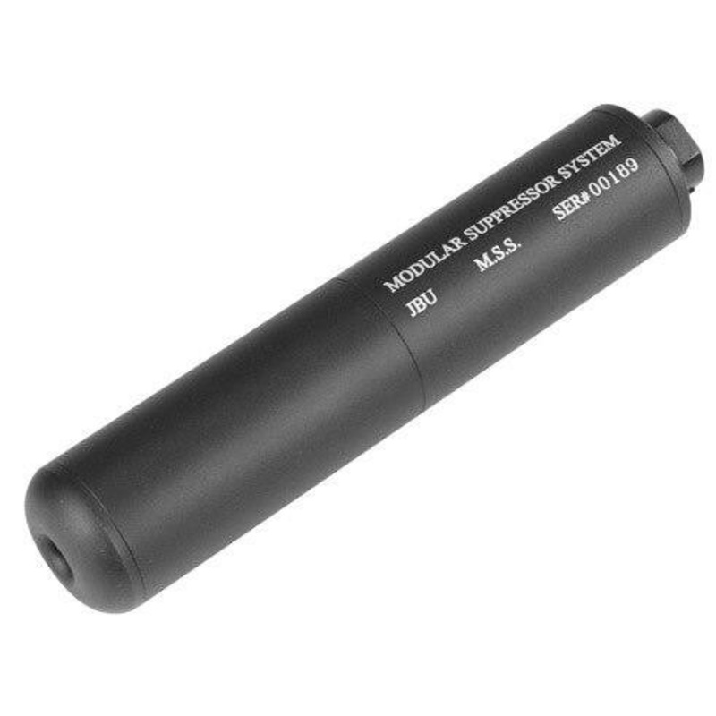 TSD JBU Fake Airsoft Suppressor, 6.75, Aluminum, Incl. Barrel Extension