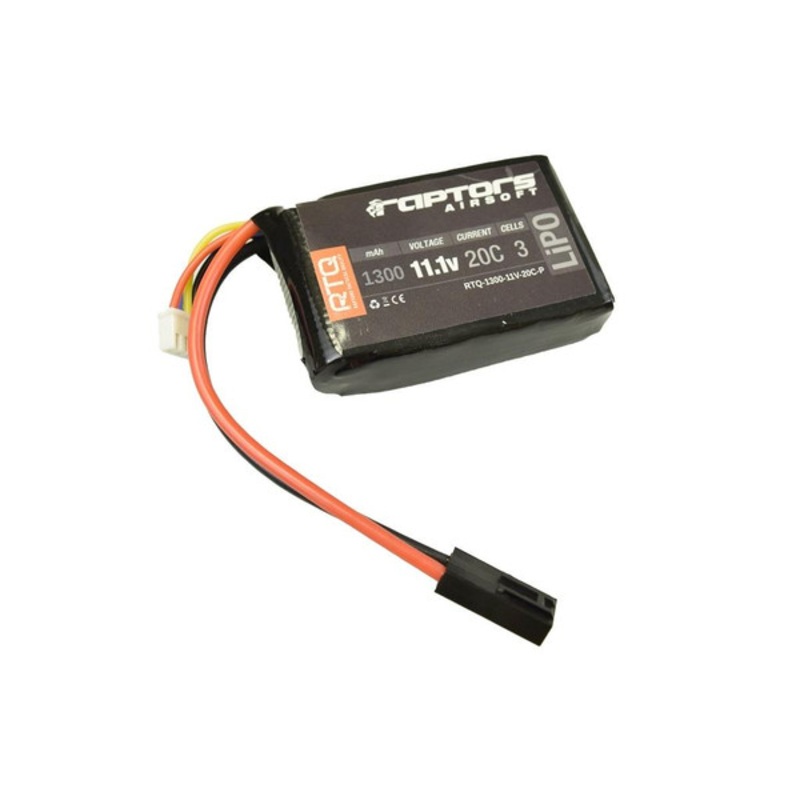 Raptors Airsoft RTQ 11.1V 1300 mAh 20C LiPO Battery for PEQ/AN-15 Box
