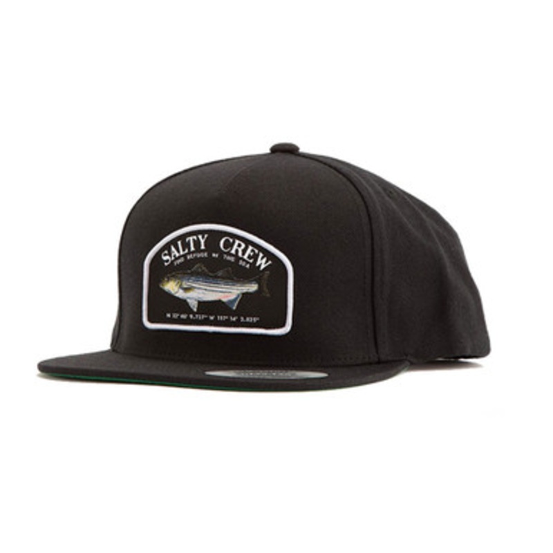 Salty Crew Striper 5 Panel Hat – Black
