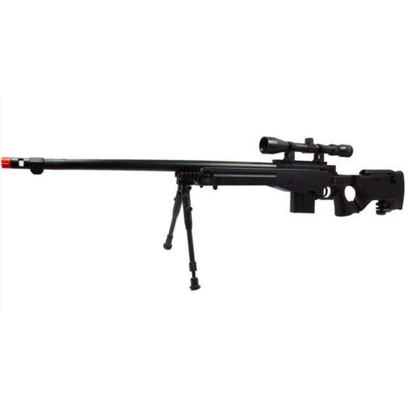 WELL L96 Airsoft Spring Sniper Rifle with Folding Stock, Scope, Bipod, and Monopod