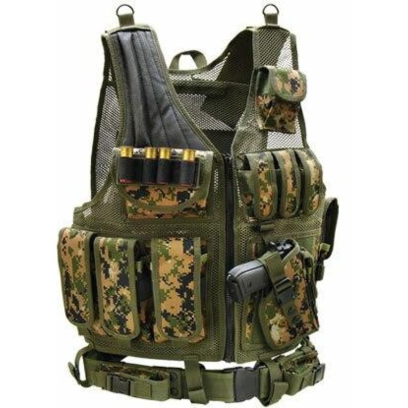 UTG Airsoft Deluxe Tactical Vest, Woodland Digital Camo, MARPAT