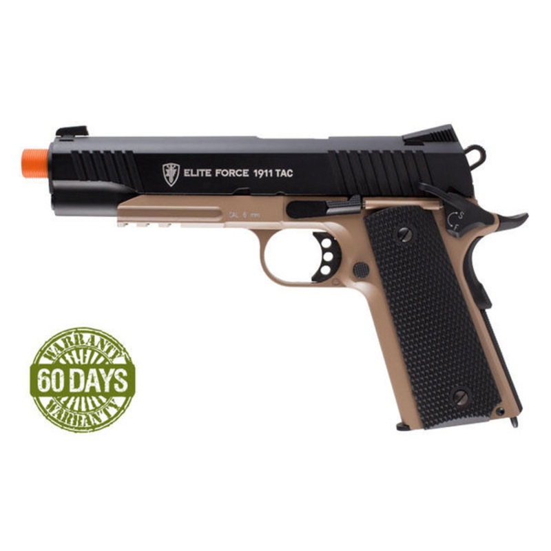 Elite Force 1911 TAC Blowback CO2 Airsoft Pistol, Black/Tan, Full Metal