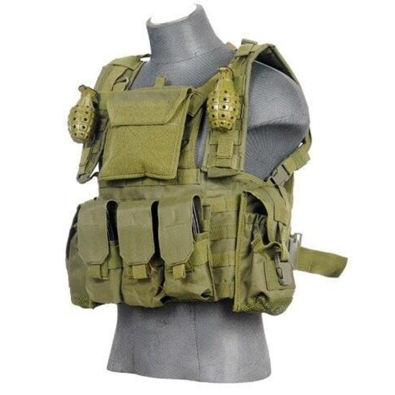 Lancer Tactical Modular Chest Rig with Pouches, OD Green