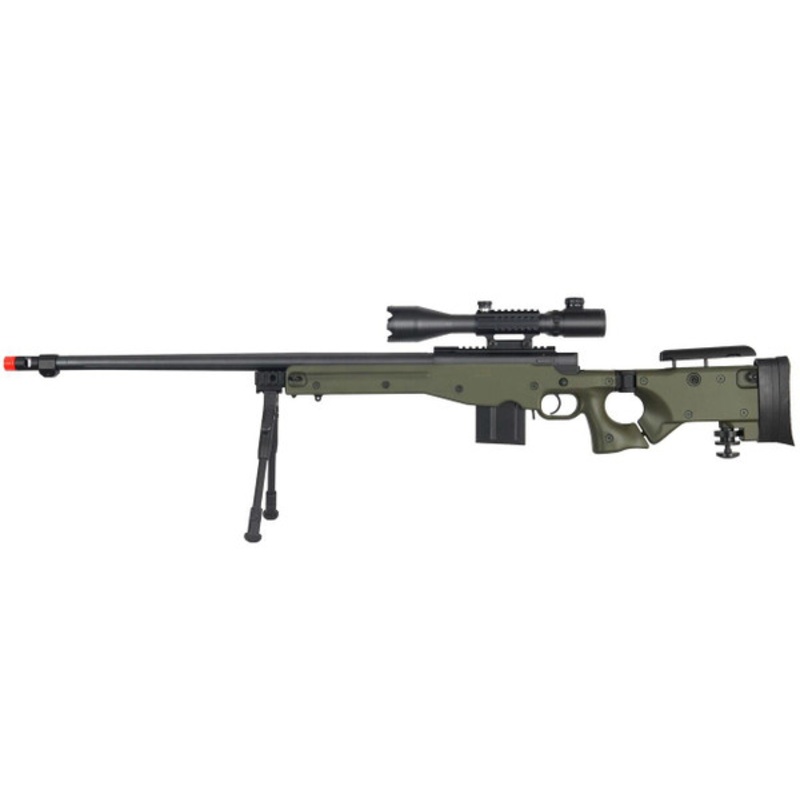 Well MB4403 L96 Bolt Action Airsoft Sniper Rifle w/ Scope & Bipod, OD Green