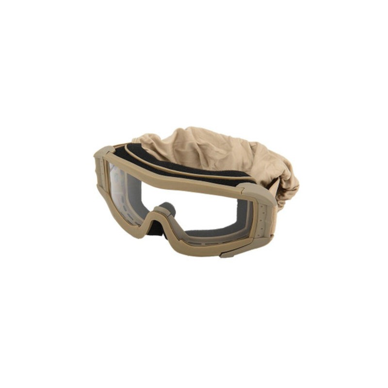Lancer Tactical UV400 Safety Goggles, Tan, Clear Lens