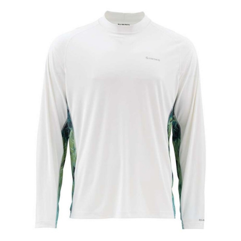 Simms 11093-1051 Solarflex Artist Series Long Sleeve Creneck – DeYoung Bass White – Small